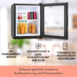 MKS-13 Minibar Mini-Kühlschrank 3 Temperaturen 30L 23 DB Glastür -Heimladen 10005440 DE 0002 usp