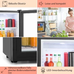 MKS-13 Minibar Mini-Kühlschrank 3 Temperaturen 30L 23 DB Glastür -Heimladen 10005440 DE 0005 usp
