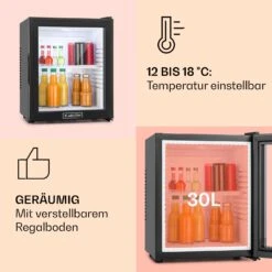 MKS-13 Minibar Mini-Kühlschrank 3 Temperaturen 30L 23 DB Glastür -Heimladen 10005440 de 0004 usp