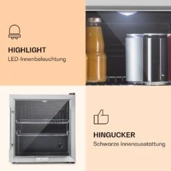 Beersafe L Kühlschrank 47 Liter 2 Böden Panoramaglastür Edelstahl -Heimladen 10027671 de 0003 logo
