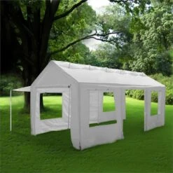 Lofty Palace Pavillon Partyzelt 3x6m PE Feuerfest Vordach Belüftung -Heimladen 10028485 yy 0004 front 03 Blumfeldt Lofty Palace Partyzelt 3x6m amb