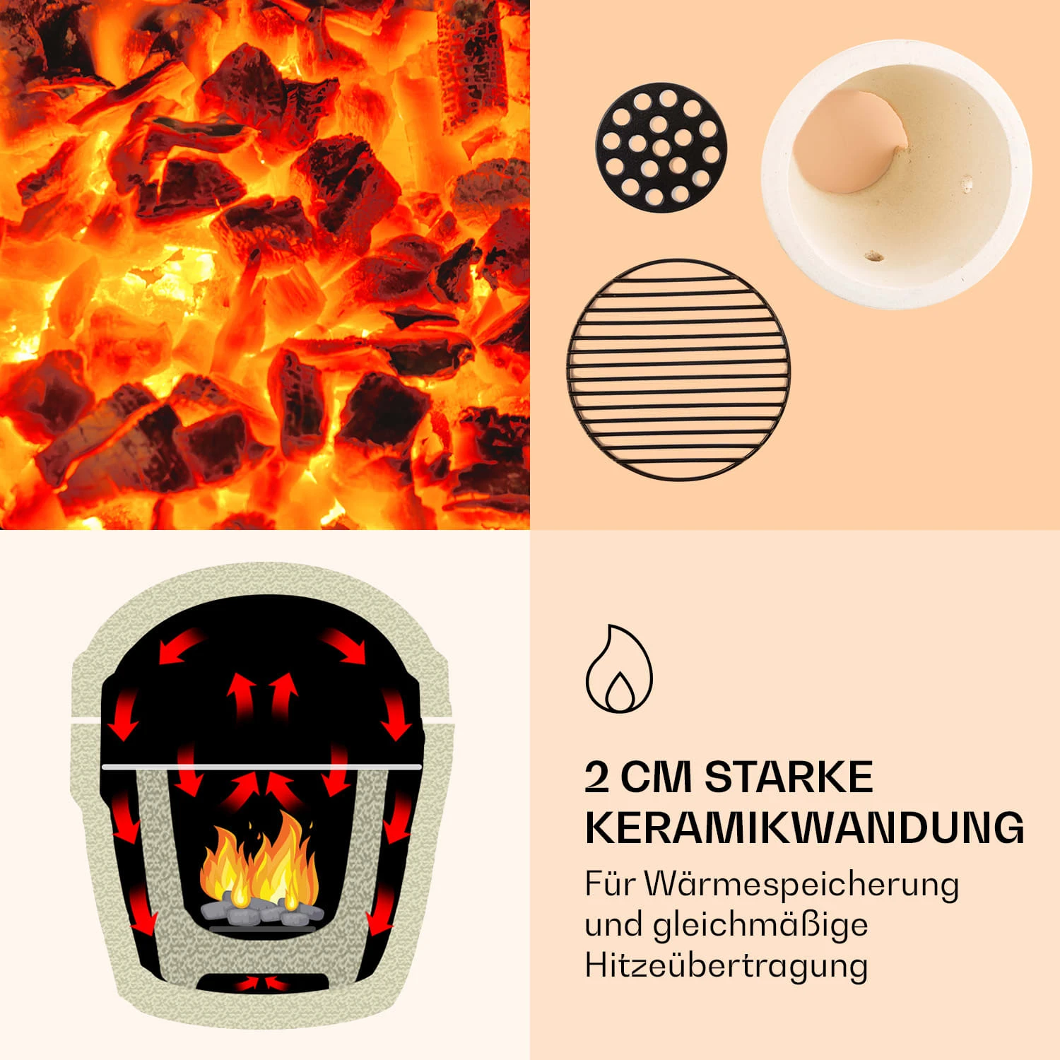 Princesize Kamado-Grill Keramikgrill Edelstahl-Grillrost Smoker BBQ 6 Princesize Kamado-Grill Keramikgrill Edelstahl-Grillrost Smoker BBQ – Bild 4