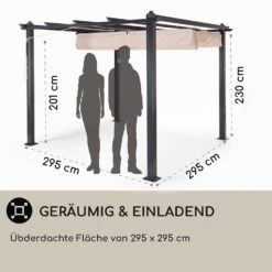 Pantheon Pergola Vordach 3x3m Aluminium Sonnendach Polyester -Heimladen 10029627 DE 0004 usp