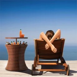 Beerboy Gartentisch Getränkekühler Ø50cm Polyrattan Bicolor Braun -Heimladen 10029628 yy 0004 ambient Blumfeldt Beerboy Gartentisch Polyrattan Kuehler