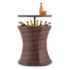 Beerboy Gartentisch Getränkekühler Ø50cm Polyrattan Bicolor Braun -Heimladen 10029628 yy 0005 front Blumfeldt Beerboy Gartentisch Polyrattan Kuehler