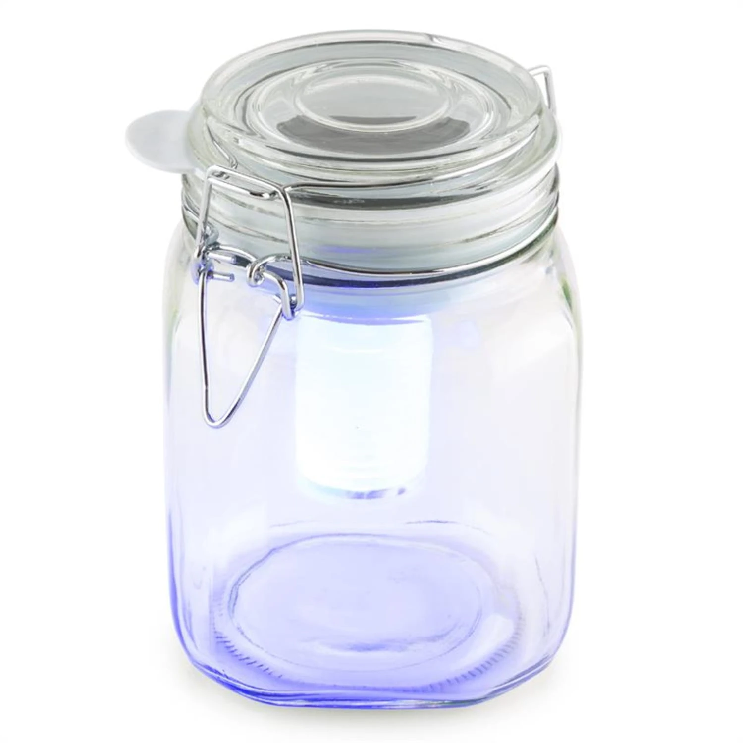 Wetterfrosch LED-Stimmungslicht Gelb/blau Einweckglas Solar Akku 3 Wetterfrosch LED-Stimmungslicht Gelb/blau Einweckglas Solar Akku
