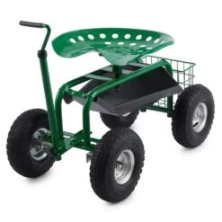 Waldbeck Park Ranger Gartensitz 130 Kg Fahrbar Ablage Stahl Grün -Heimladen 10030404 yy 0006 front Waldbeck four wheel garden seat
