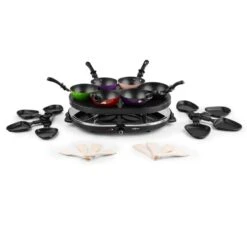 Woklette Tischgrill Raclette Wokset 1200 W 8 Personen Antihaft -Heimladen 10030539 yy 0004 detail oneConcept Woklette Tischgrill Raclette Wok 1200W