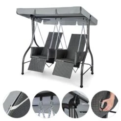 Concordia Hollywoodschaukel Gartenschaukel 185 Cm 2 Sitze Sonnendach -Heimladen 10030566 yy 0006 detail Blumfeldt Concordia Hollywoodschaukel