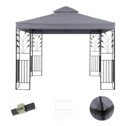 Odeon Grey Pavillon Partyzelt Festzelt 3x3m Stahl Polyester Dunkelgrau -Heimladen 10030686 yy 0003 detail Blumfeldt Odeon Grey Pavillon Partyzelt dunkelgrau