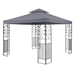Odeon Grey Pavillon Partyzelt Festzelt 3x3m Stahl Polyester Dunkelgrau -Heimladen 10030686 yy 0006 front Blumfeldt Odeon Grey Pavillon Partyzelt dunkelgrau