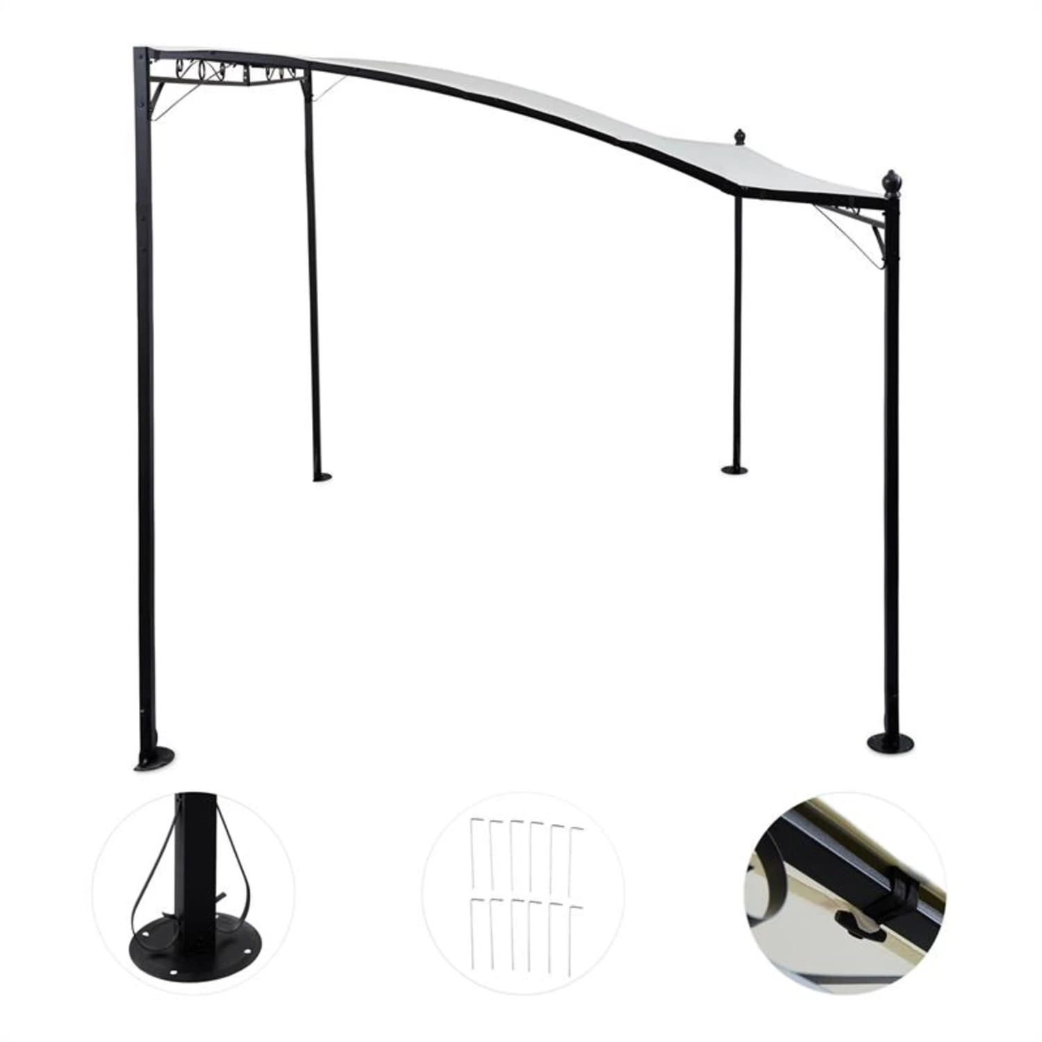 Allure Pergola Vordach Anbaupavillon 300x250cm Polyester Hellbeige – Bild 3