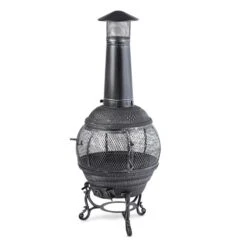 Flavius Gartenofen Terrassenofen Gusseisen/Stahl 140 Cm Silberfarben -Heimladen 10030722 yy 0005 titel Silver Antique Steel Cast Iron Chimnea