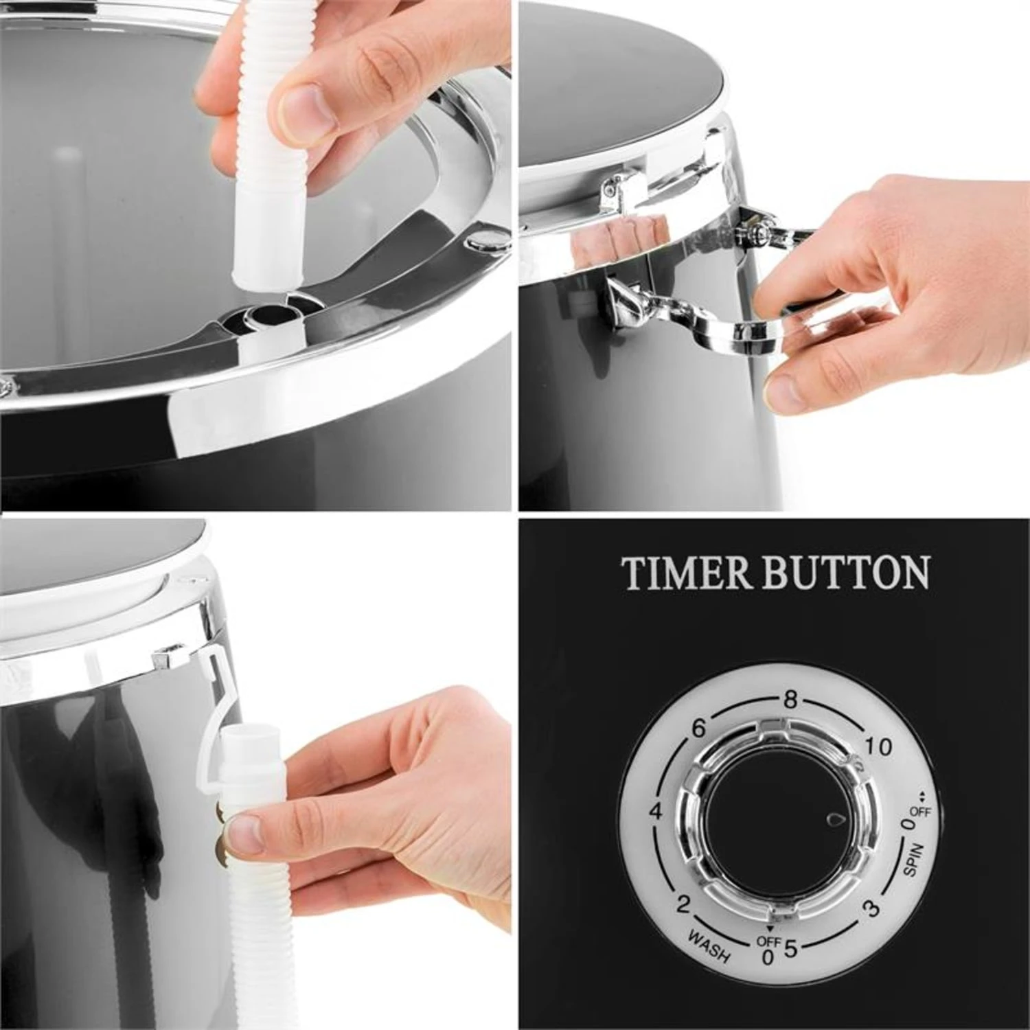 Ecowash-Pico Mini-Waschmaschine Schleuderfunktion 3,5 Kg 380W Schwarz 8 Ecowash-Pico Mini-Waschmaschine Schleuderfunktion 3,5 Kg 380W Schwarz – Bild 6