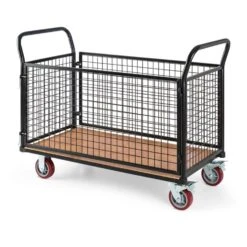 Loadster Gitterwagen Rollwagen Magazinwagen Max.500kg Holzboden -Heimladen 10031241 yy 0004 front Waldbeck Loadster Gitterwagen Rollwagen schwarz reedit