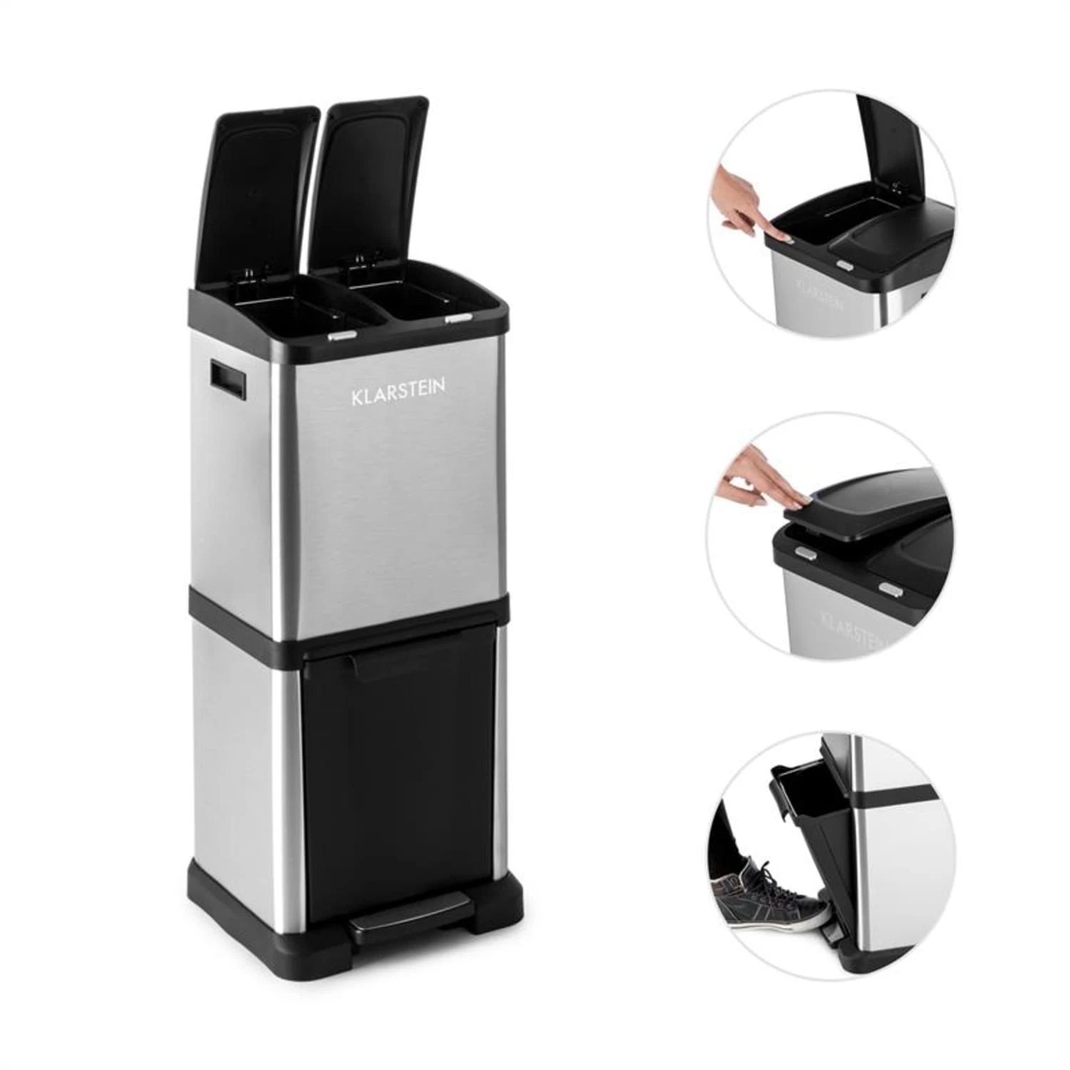 Ökosystem² Mülleimer Mülltrenner 30L (1 X15L, 2x7,5 L) PE Edelstahl 7 Ökosystem² Mülleimer Mülltrenner 30L (1 X15L, 2x7,5 L) PE Edelstahl – Bild 5