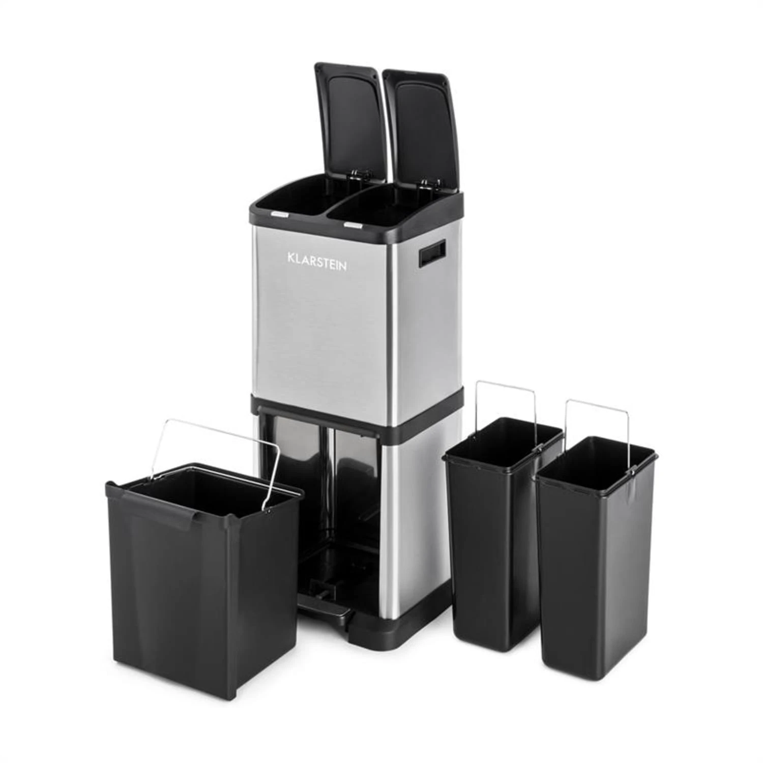 Ökosystem² Mülleimer Mülltrenner 30L (1 X15L, 2x7,5 L) PE Edelstahl 8 Ökosystem² Mülleimer Mülltrenner 30L (1 X15L, 2x7,5 L) PE Edelstahl – Bild 6