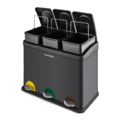 Ökosystem Mülleimer Treteimer Mülltrenner 45L (3x15 L) Schwarz -Heimladen 10031327 yy 0004 front Klarstein oekosystem Muelleimer Muelltrenner schwarz