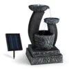 Fantaghiro Zierbrunnen Gartenbrunnen 3W Solar LED Polyresin Steinoptik