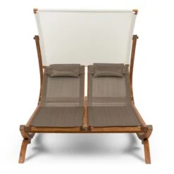 Sonnendeck Doppel-Sonnenliege Verstellbares Sonnendach Kopfkissen Weiß -Heimladen 10031458 yy 0002 detail Blumfeldt Sonnendeck Doppel Sonnenliege weiss