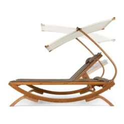 Sonnendeck Doppel-Sonnenliege Verstellbares Sonnendach Kopfkissen Weiß -Heimladen 10031458 yy 0003 titel side Blumfeldt Sonnendeck Doppel Sonnenliege weiss