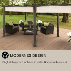 Pantheon 3x6 Pergola Vordach 3x6m Aluminium Sonnendach Polyester Beige -Heimladen 10031884 DE 0006 usp