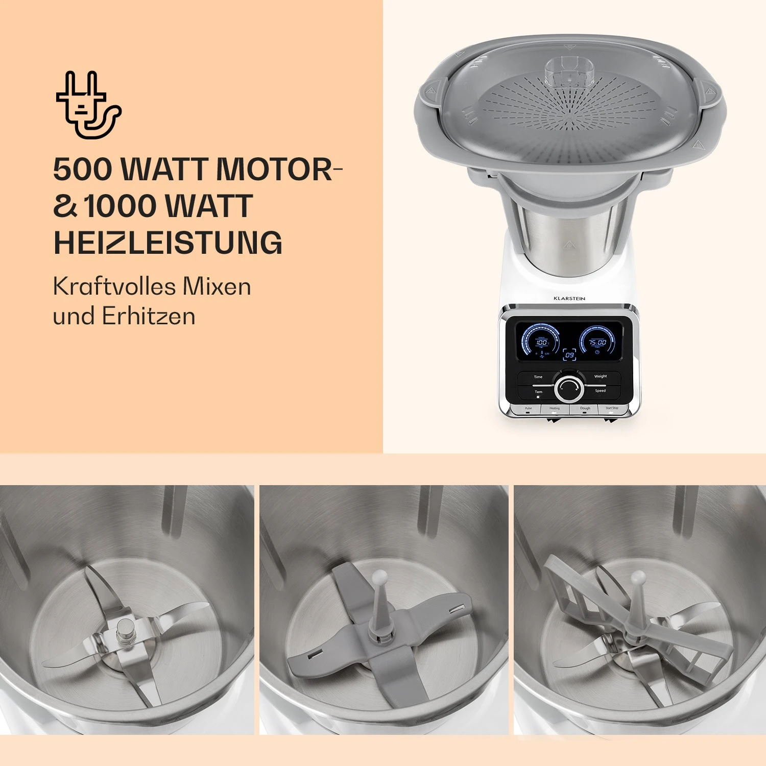 GrandPrix Küchenmaschine 500W / 1000W 2,5l Edelstahl-Rührschüssel 5 GrandPrix Küchenmaschine 500W / 1000W 2,5l Edelstahl-Rührschüssel – Bild 3