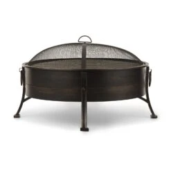 Catania 2-in-1-Feuerschale Ø80cm Funkenschutz Ø70cm Grill Stahl Antik -Heimladen 10032140 uk 0003 front