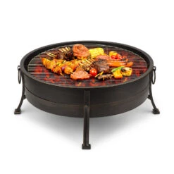 Catania 2-in-1-Feuerschale Ø80cm Funkenschutz Ø70cm Grill Stahl Antik -Heimladen 10032140 uk 0004 front