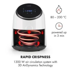 AirVital Heißluftfritteuse 1300W 2,5l CeraPlus-Antihaft Touch Weiß -Heimladen 10032331 yy 0004 logo Klarstein AirVital Heissluftfritteuse 1300W weiss reedit