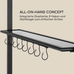 Steakhouse Grilldach 220x215x140cm PE 180 G/m² Flammhemmend Stahl Grau -Heimladen 10032523 de 0004 logo