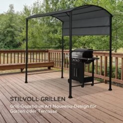 Steakhouse Grilldach 220x215x140cm PE 180 G/m² Flammhemmend Stahl Grau -Heimladen 10032523 de 0005 logo
