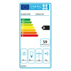 Aurica 90 Dunstabzugshaube 90cm 600 M³/h LED Touch Glas Weiß -Heimladen 10032767 energy label
