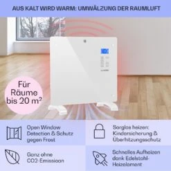 Norderney Konvektions-Heizgerät Thermostat Timer 1000W 20m² Weiß -Heimladen 10032788 de 0004 usp