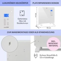 Norderney Konvektions-Heizgerät Thermostat Timer 1000W 20m² Weiß -Heimladen 10032788 de 0006 usp