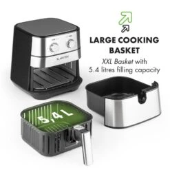 AeroVital Heißluftfritteuse 1700W 5,4 Liter Timer Edelstahl Silber -Heimladen 10032848 yy 0009 logo Klarstein AeroVital Heissluftfritteuse silber reedit