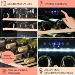 Barossa 40 Duo Weinkühlschrank 2 Zonen 41 Flaschen Glastür Touch LED -Heimladen 10032924 de 0005 usp