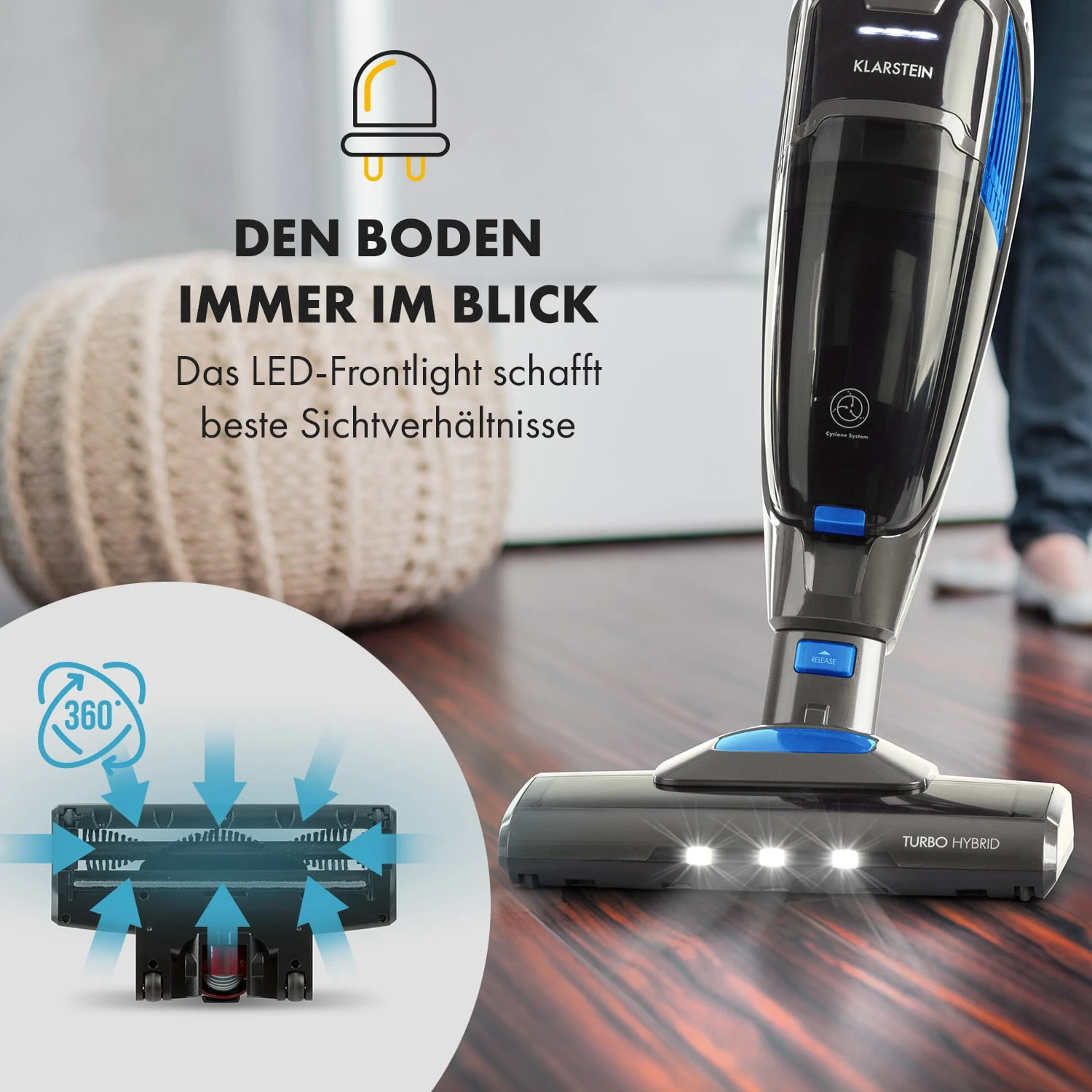 TurboHybrid Staubsauger Boden- Und Handstaubsauger Anthrazit/blau 4 TurboHybrid Staubsauger Boden- Und Handstaubsauger Anthrazit/blau – Bild 2