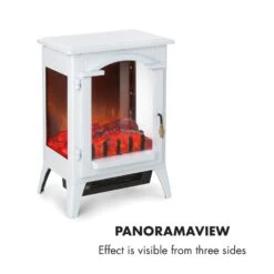 Graz Elektrischer Kamin 1000/2000W Thermostat PanoramaView -Heimladen 10033095 yy 0007 logo Klarstein Graz Elektrischer Kamin weiss