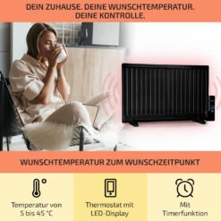 Wallander Ölradiator 800W Thermostat Ölheizung Ultraflach Schwarz -Heimladen 10033101 de 0003 usp