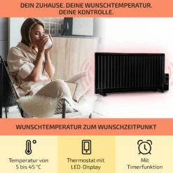 Wallander Ölradiator 1000W Thermostat Ölheizung Ultraflach Schwarz -Heimladen 10033103 de 0003 usp
