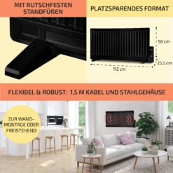 Wallander Ölradiator 1000W Thermostat Ölheizung Ultraflach Schwarz -Heimladen 10033103 de 0006 usp