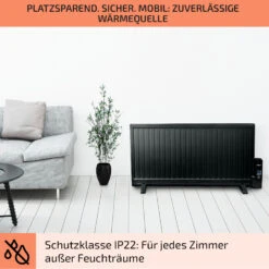 Wallander Ölradiator 1000W Thermostat Ölheizung Ultraflach Schwarz -Heimladen 10033103 de 0007 usp