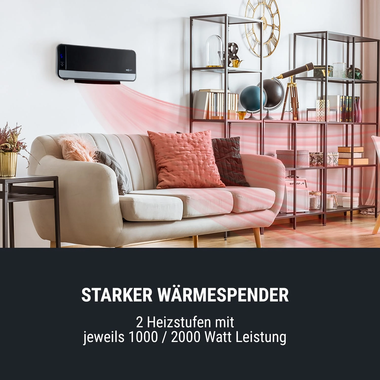Wallkyrie Wandheizgerät 1000W/2000W 10 - 49 °C Thermostat Schwarz 4 Wallkyrie Wandheizgerät 1000W/2000W 10 - 49 °C Thermostat Schwarz – Bild 2