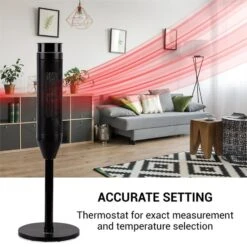 Heat Spike Turmheizgerät 1200/2200W 8h-Timer Thermostat Schwarz -Heimladen 10033141 yy 0007 logo oneConcept Heat Spike Turmheizgeraet schwarz