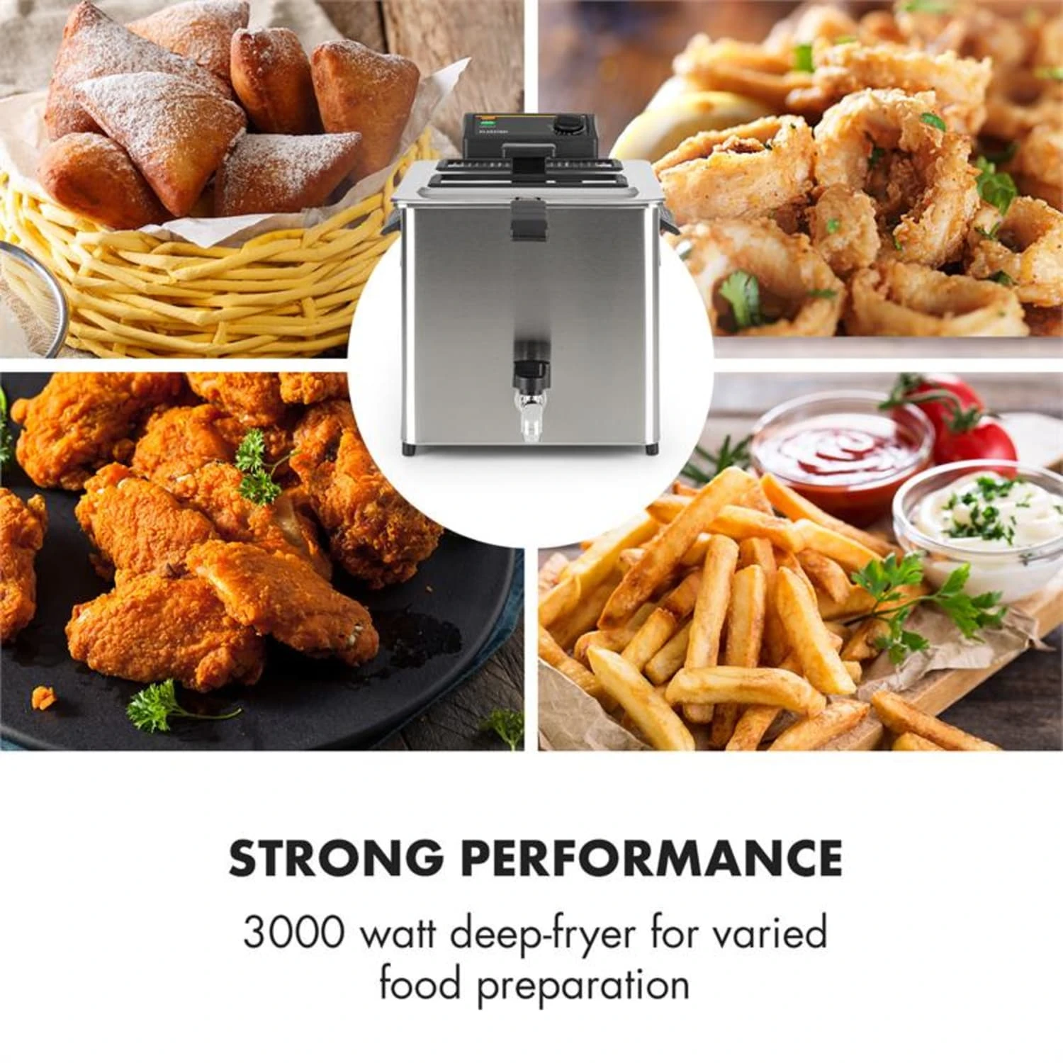 Family Fry Fritteuse 3000W Oil Drain Technology Edelstahl Silber 4 Family Fry Fritteuse 3000W Oil Drain Technology Edelstahl Silber – Bild 2