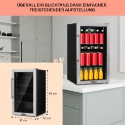 Beersafe 3XL Kühlschrank 98 Liter 4 Böden Panoramaglastür Edelstahl -Heimladen 10033347 DE 0006 usp