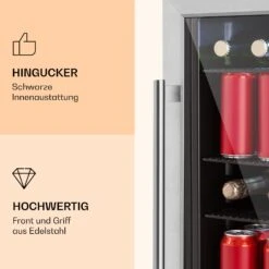 Beersafe 3XL Kühlschrank 98 Liter 4 Böden Panoramaglastür Edelstahl -Heimladen 10033347 de 0003 logo