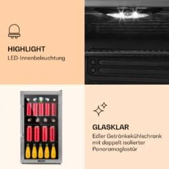 Beersafe 3XL Kühlschrank 98 Liter 4 Böden Panoramaglastür Edelstahl -Heimladen 10033347 de 0004 logo
