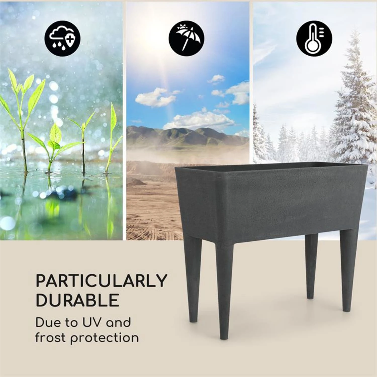 Mammutgrow Hochbeet 76 X 65 X 37 Cm UV- Und Frostschutz Anthrazit 6 Mammutgrow Hochbeet 76 X 65 X 37 Cm UV- Und Frostschutz Anthrazit – Bild 4